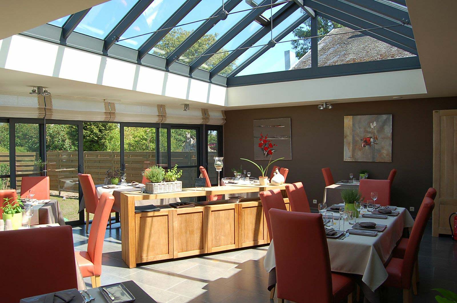 black roof lanterns in a newport dining area